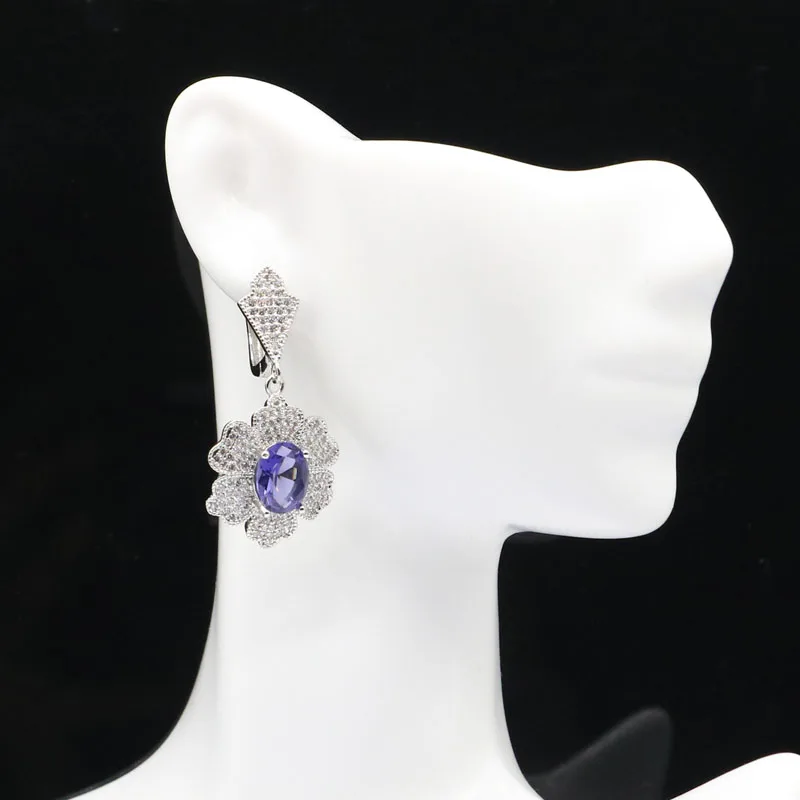 40x20 мм новые эффектные ювелирные изделия Длинные серьги из фиолетового шпинеля с