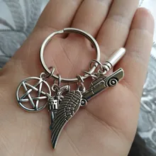 Supernatural Keychain Ring Sun-Pendant Movie Metal Unisex Dean Pentagram