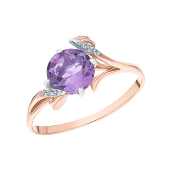 

Gold ring with amethyst and cubic zirconia sunlight sample 585