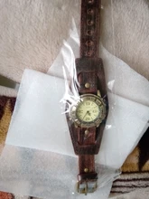 Reloj Retro de correa de cuero con hebilla para hombre, reloj Masculino, estilo Punk, Retro, Simple, ancho, marrón