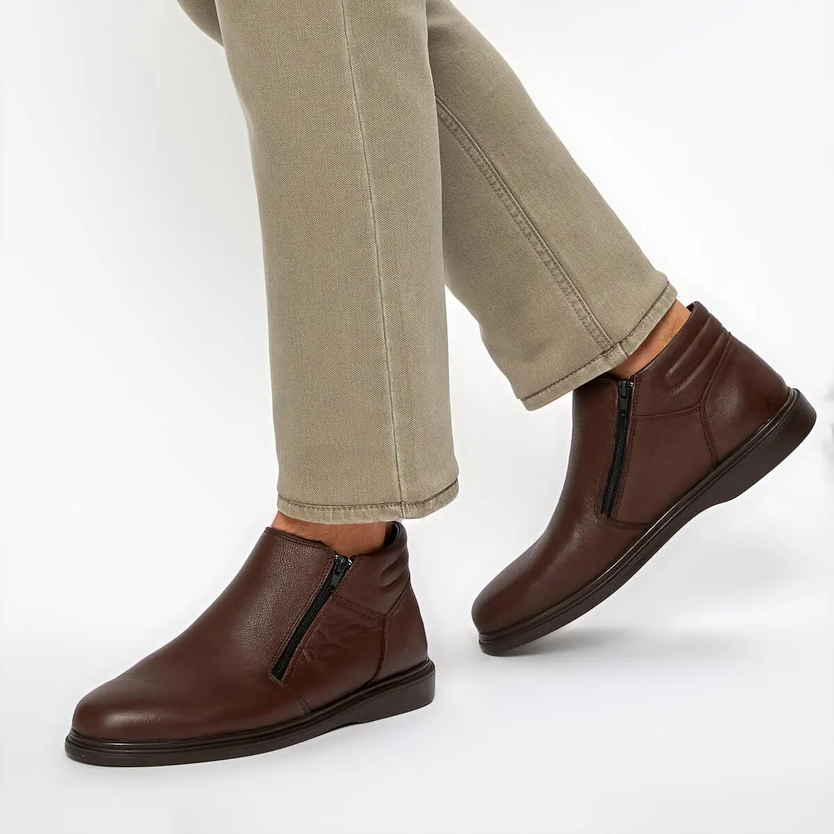 

FLO Flo Brown Men 'S Leather Boots Autumn Winter Shoes 92.100945.M Polaris 5 Point