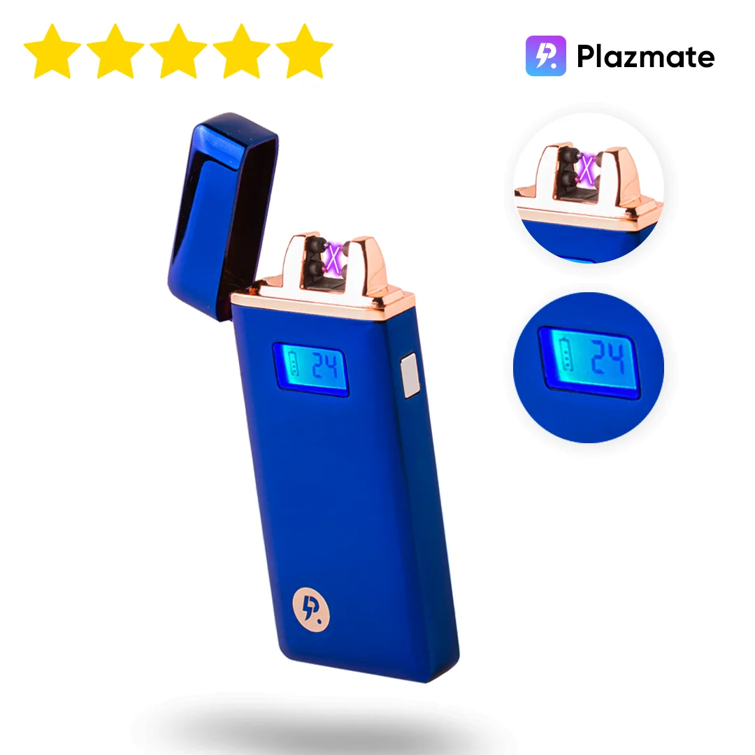 Электронная зажигалка Plazmate X2 зарядка через USB LED дисплей Dark Blue | Дом и сад