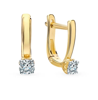 

Gold earrings "diamonds of Yakutia" sunlight sample 585