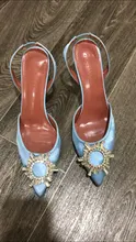 Zapatos de tacón alto con diamantes de imitación para mujer, calzado de seda satinada con punta puntiaguda, sin cordones, para boda, talla grande 41 42
