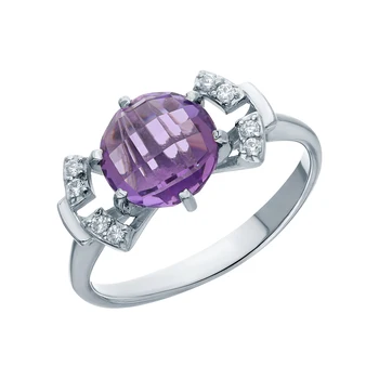 

Silver ring with amethyst and cubic zirconia sunlight sample 925