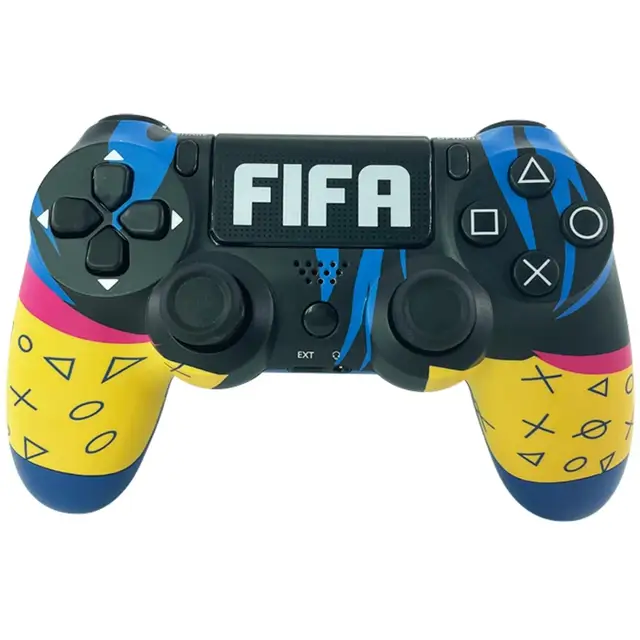 Game Pad (joystick) Wireless Bluetooth for PS4, controller suitable for iOS, Android, PS4, PC wireless Bluetooth game controller for PC mobile phone TV box computer joystick for tablet PC TV gamepad joypad controller FIFA blue-yellow