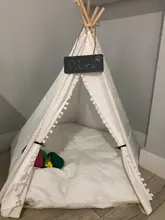 Pet Teepee Dog & Cat Bed White Canvas Dog Cute House-Portable Washable Dog Tents 