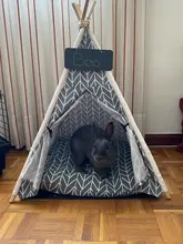Pet Teepee Dog & Cat Bed White Canvas Dog Cute House-Portable Washable Dog Tents 