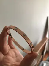 Pulseras y brazaletes de acero inoxidable para mujer, brazalete abierto, de cristal, joyería de lujo para boda, 17CM