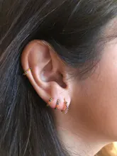 ROXI-Pendientes de aro coloridos con cristales de circonita para mujer, aretes de lujo, a granel, ajustados, de cartílago arcoíris