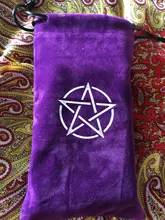 Bolsa de almacenamiento de Tarot, pentagrama de terciopelo, juego de mesa, bordado de tarjetas, bolsa con cordones, suministros de brujería para caja de Tarot, 1 Uds.