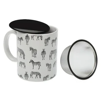 

Cup with Tea Filter Zebra Porcelain