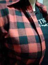 Plaid Shirt Blouses Tops Long-Sleeve Flannel Casual Cotton Women Brand-New Red Excellent-Quality