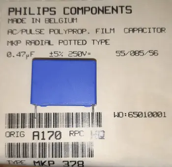 

Polypropylene Capacitor 0,47 UF 250VAC-pack of 5 pieces