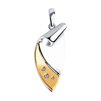 

Sokolov pendant in gold and silver with diamonds, fashion jewelry, 585, women's male, pendants for neck women
