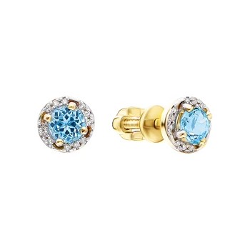 

Gold earrings with Topaz and diamonds sunlight sample 585 test