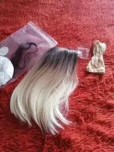 EASIHAIR-pelucas de pelo sintético para mujer, BOB ombré corto, rubio ceniza, resistentes al calor, Bob liso, Cosplay, Lolita