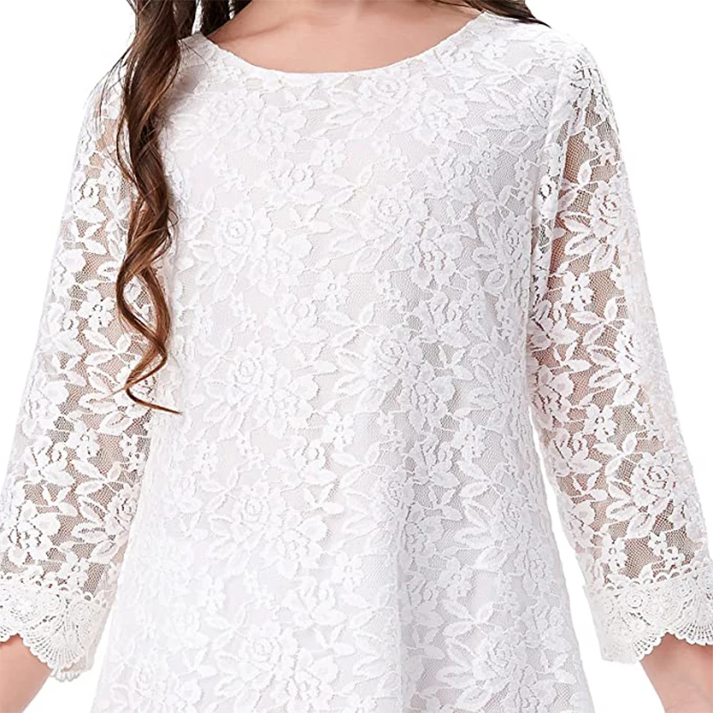 Summer Baby Girls White Wedding Dresses Korean Children Clothing Birthday Party Lace Princess Dress Gilrs Kid