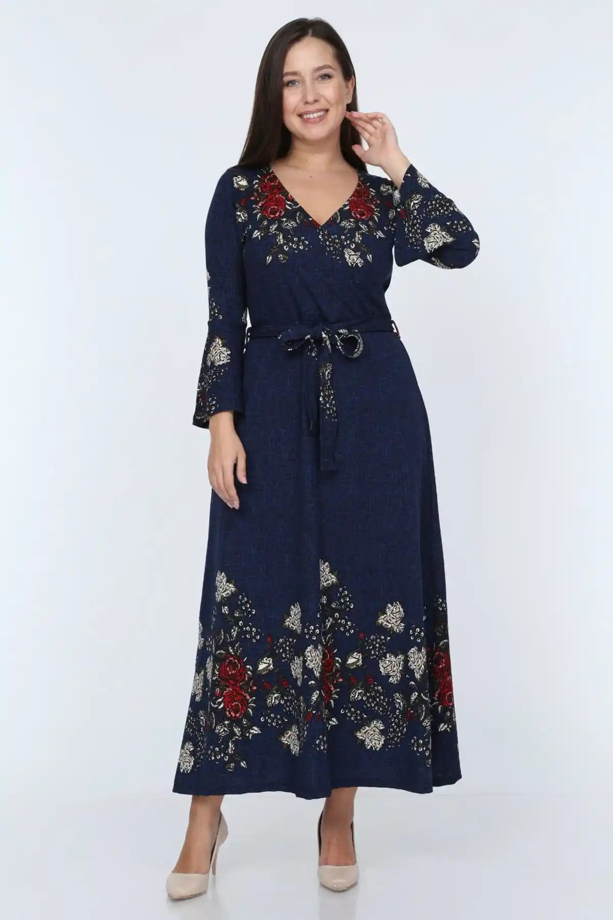 navy blue crepe dress