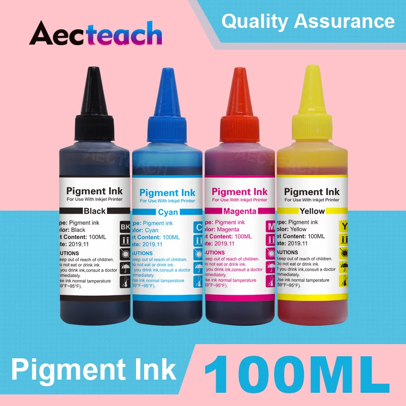 Aecteach 4 × 100 мл универсальные пигментные чернила для струйного принтера Epson для настольного принтера Canon для принтера Brother набор для заправки чернил 4 цвета BK C M Y