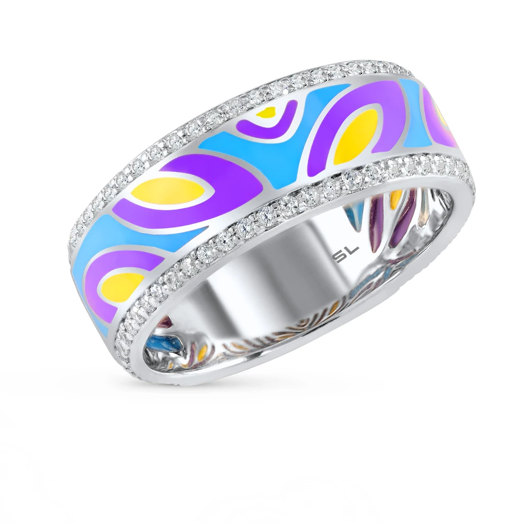 Серебряное кольцо с фианитами SUNLIGHT проба 925