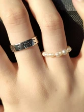 PerisBox-anillo minimalista de perlas naturales para mujer, Anillos geométricos de perlas de agua dulce naturales, círculo continuo, novedad de 2020