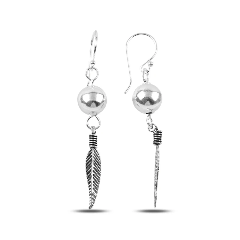 

Armagano 10mm Ball & Bird Feather Dangle Earrings