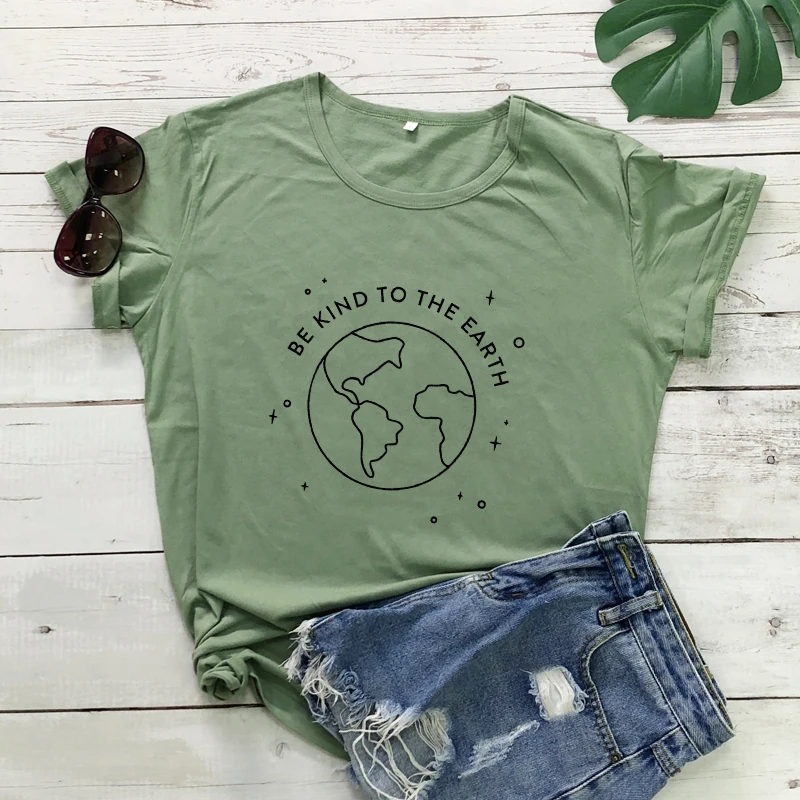 Женская футболка из натурального хлопка Be Kind To The Earth в эстетическом стиле топ с