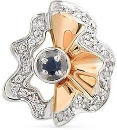 

Master brilliant flower pendant with diamonds and sapphire in red gold