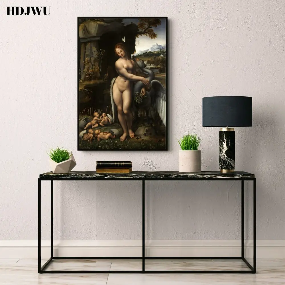 Leonardo Da Vinci Leda and the Swan(Francesco Melzi) знаменитый живописец печатные Плакаты для