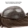 Men's capillary prothesis  0.12-0.14mm Injection Skin Toupee Men Wigs For Man Wig Male Hair Prosthesis 100% Human Hair System 4