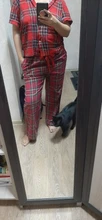 Winter Trousers Sleep-Pants Red Plaid Autumn Large-Size Cotton Women And And