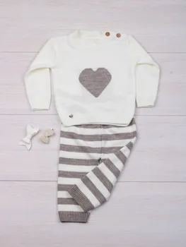 

Set children's for girls and boys beige 2020 Heart autumn spring with long sleeves with buttons