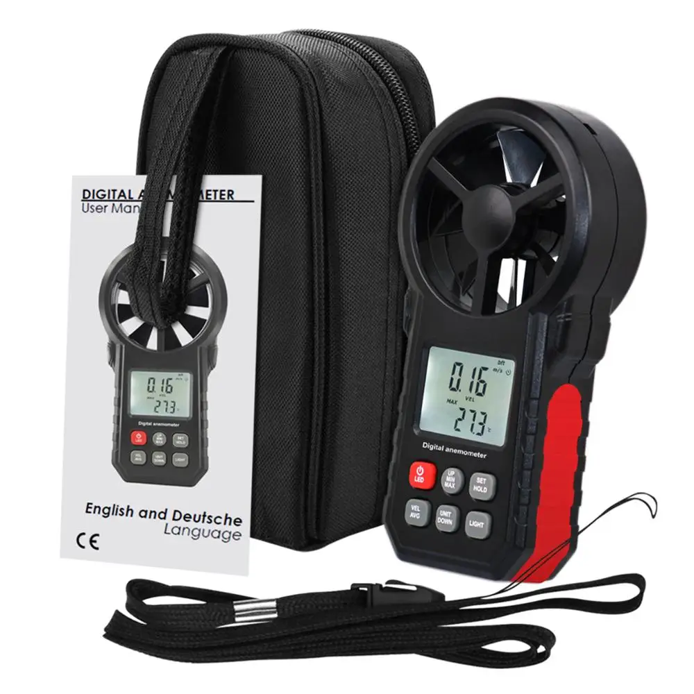 Цифровой лопастной Анемометр ручной скорость ветра, температура воздуха скорость ветра охладитель тестер w/светодиодный светильник и весы