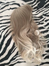 JONRENAU-pelucas de cabello sintético Rubio mixto para mujer, cabello largo ondulado Natural, Marrón degradado, con flequillo, para fiesta, color blanco/negro