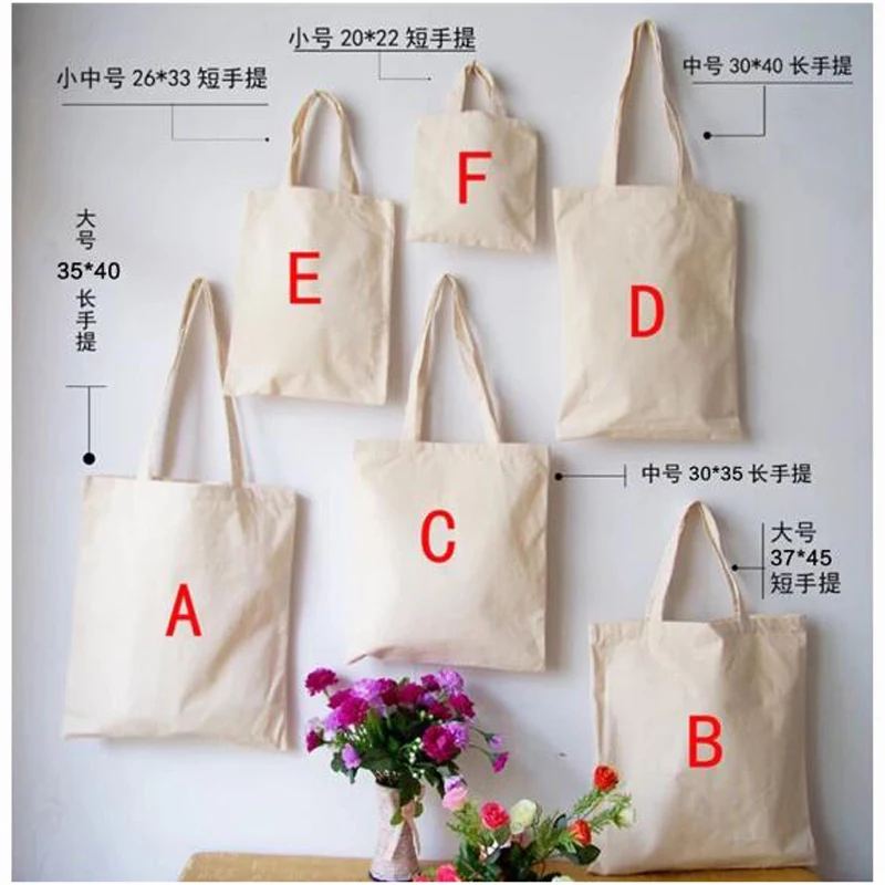 Best Wholesales 300pcs/lot Customized Gift Bags with Logo Natural White Cotton Hand Bags Eco-friendly Grocery Shoulder Bags for Gift 4