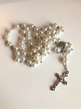 2020 nueva moda hecho a mano cuenta redonda de cristal Rosario Católico calidad de Cruz collar de perlas Cruz colgantes religiosos collar