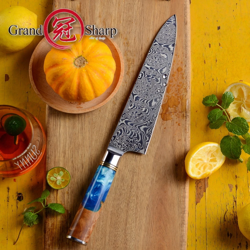 Faca de corte afiada chef damasco striation alemão alta carbono aço  inoxidável faca carne profissional facas cozinha - AliExpress