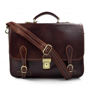 

Leather briefcase mens ladies office handbag brown