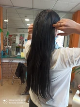 MERISI-extensiones de cabello sintético para mujer, 5 Clips, pelo largo recto, pelo falso, color negro