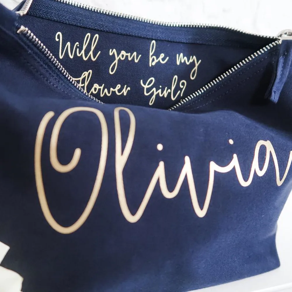 custom Make Up bag with gold monogram name, bride MakeUp Bags,wedding proposal gift, bridal shower cosmetic bag, Accessory bag