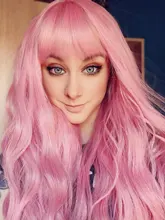 ALAN EATON-Pelucas sintéticas para mujer, cabelleras de contextura ondulada, largas, de color negra y rosada, con degradado, de pelo natural de fibra de alta temperatura