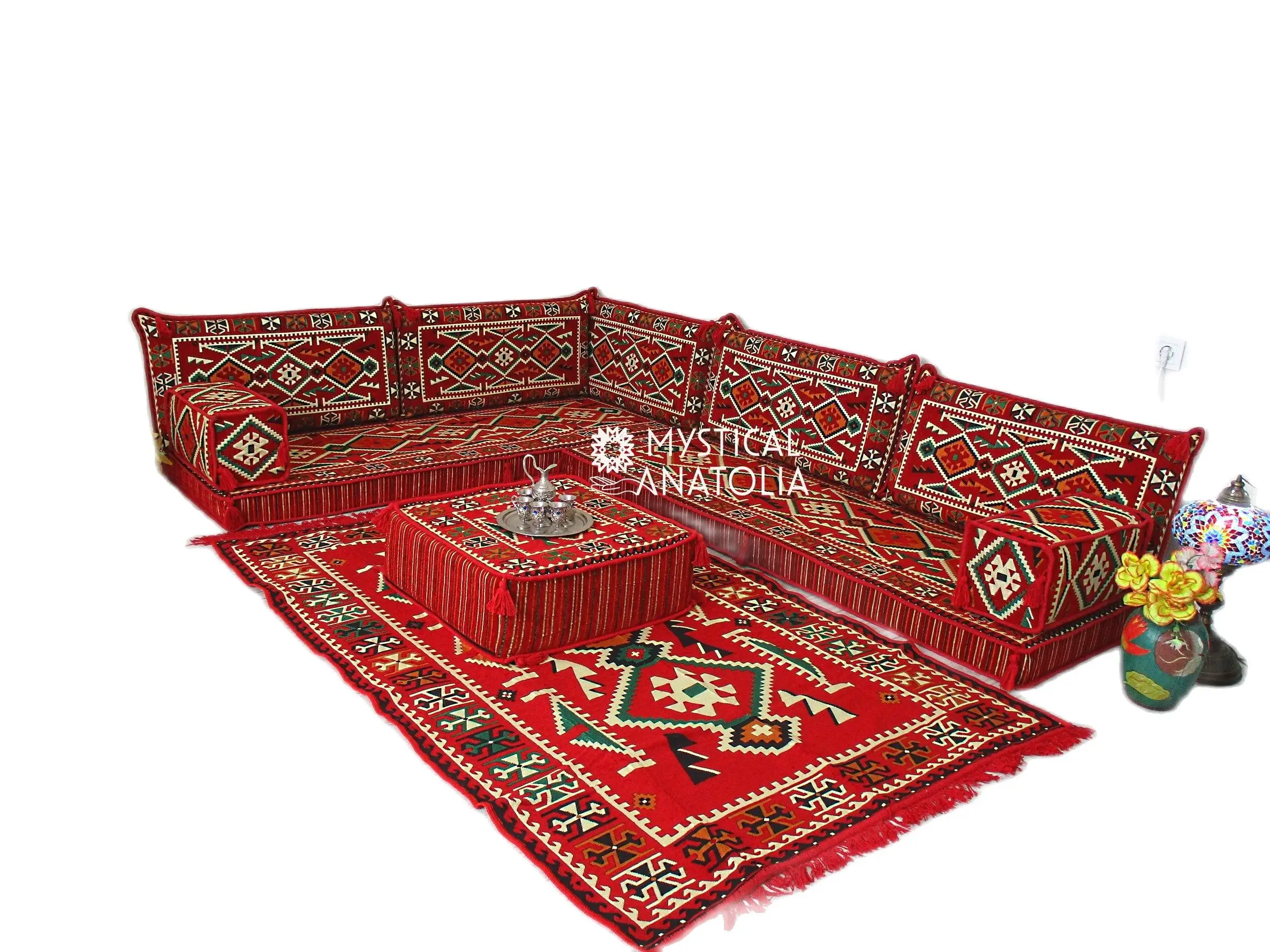 Sofá de esquina árabe en forma de L, asiento de piso árabe, conjunto de