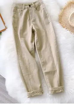 

OIL558 Spring Autumn High Waist Women Crop m002 Harem Trousers Solid Peg Leg Fly Pants Casual