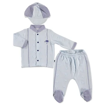 

ebebek Mymio Summer Baby Boy Sailor Bear Poplin Snapsuit Hat Pants 3 pcs Set