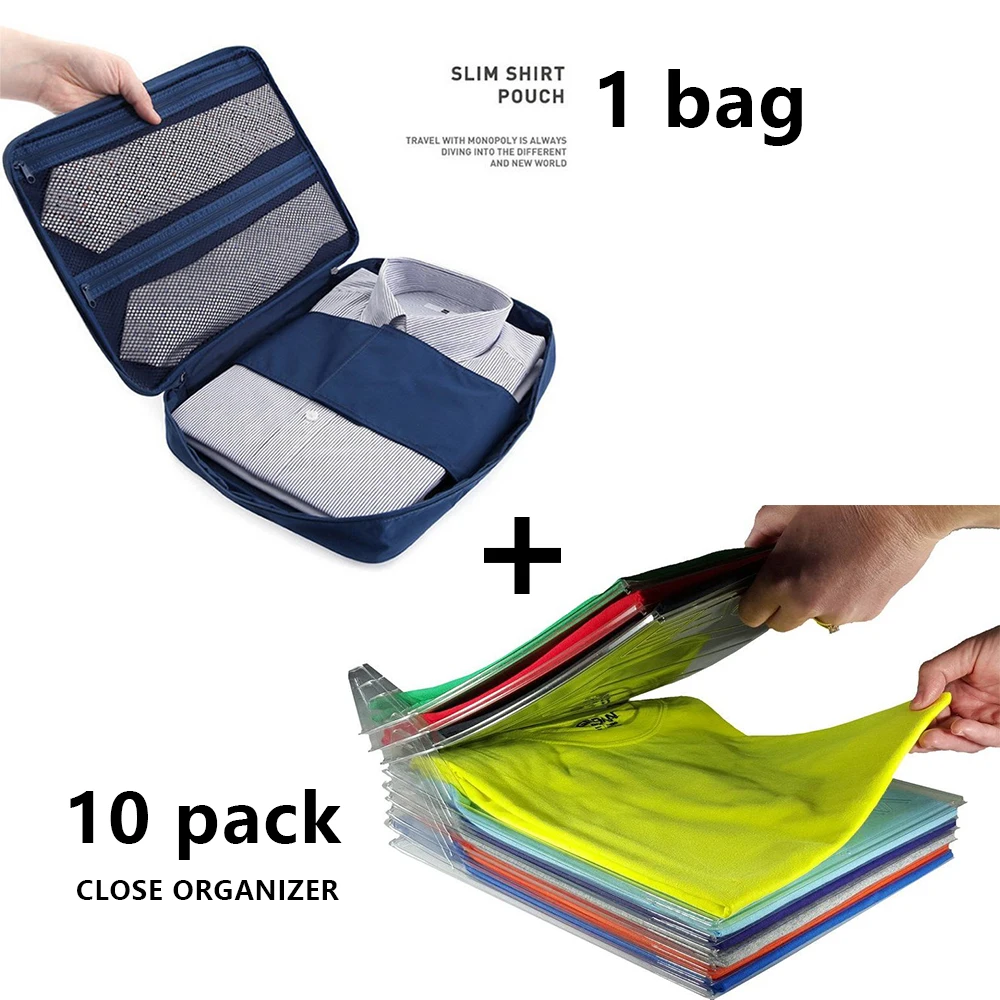 

Closet Organizer and Shirt Folder | Regular Size, 10-Pack+Shirt finishing travel storage bag 1pc