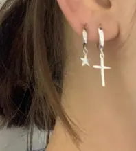 Guarda de Plata de Ley 925 colgante de Cruz Pendientes para las mujeres 2018 nueva tendencia de Moda de dama de joyería de Pendientes para Mujer de Moda