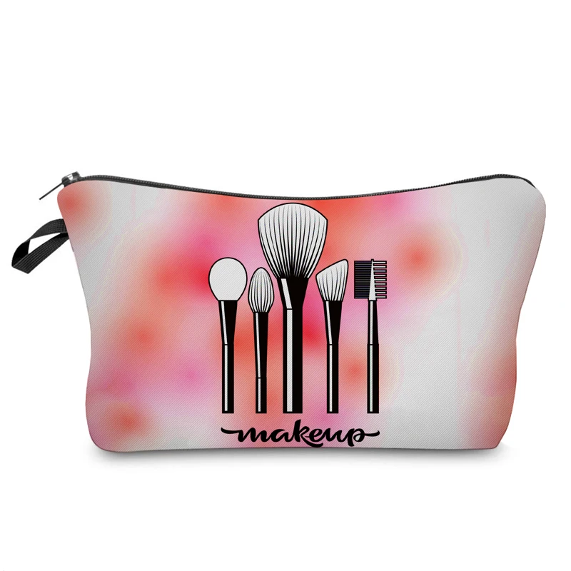 Makeup Brush Bag Printed Women's Organizer Cosmetic Bag Soft Foldable Make Up Portable Storage Travel Toiletry Pencil makeup organizer