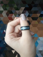 De acero de titanio anillos de dragón negro y hombre en azul regalos de boda banda de tamaño 6-12