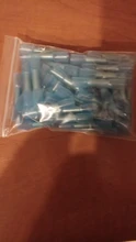 Terminales a tope termorretráctiles, conectores de Cable eléctrico aislados, prensado de 16-14 AWG, color azul, Conector de terminales, 25/50 Uds.